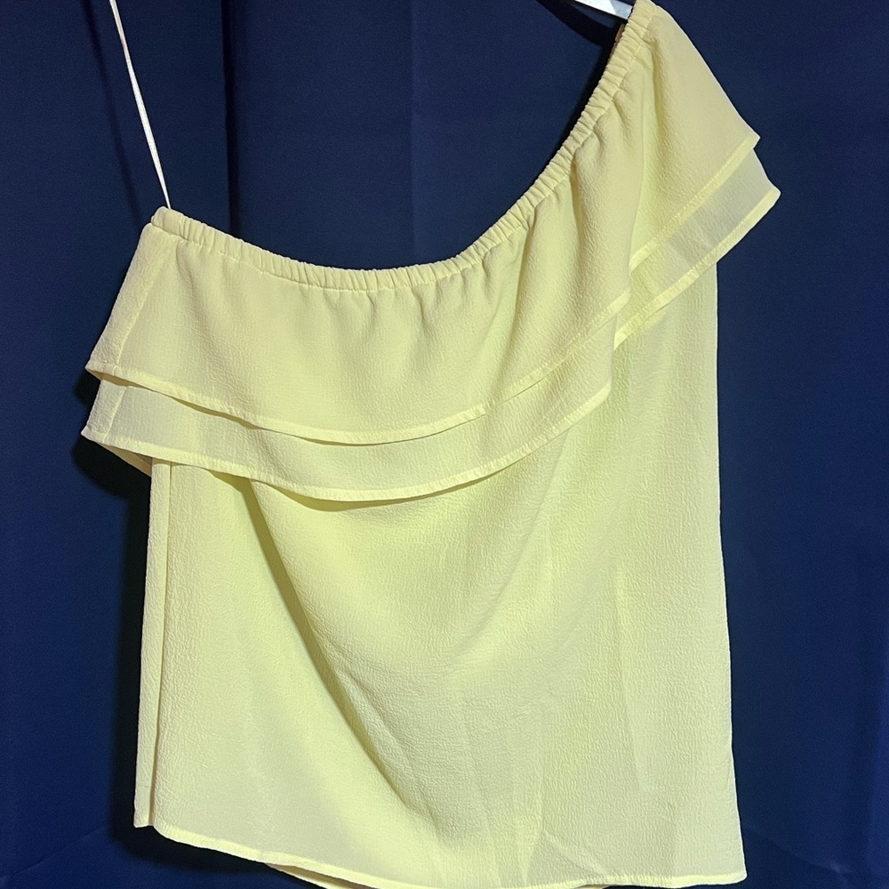 Apt. 9 Light Yellow Ruffle One Shoulder Blouse